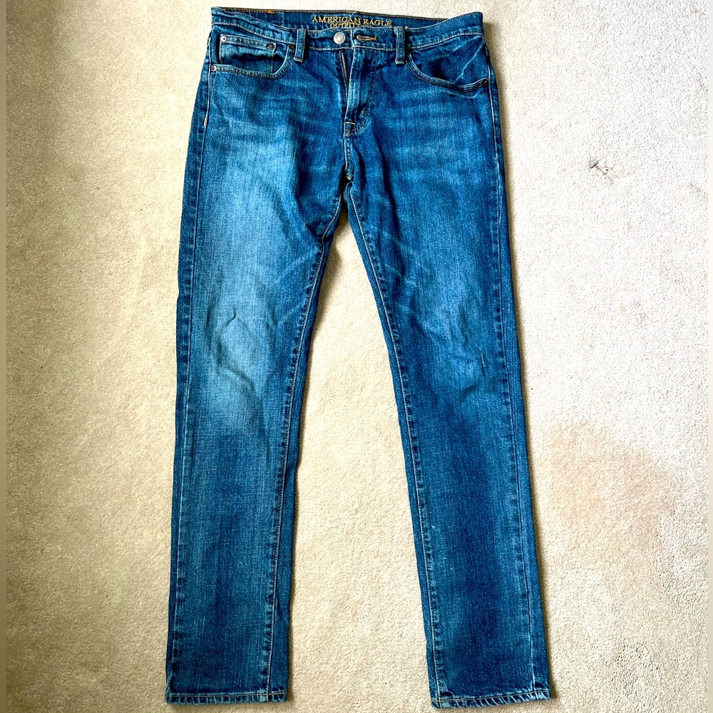 American Eagle Men 99% Cotton Classic Blue Wash Skinny Jeans